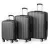 Karl Home 3 Piece Set of Vertical  striped Trolley Cases (20in, 24in, 28in) ABS PC Material Grey - 3 of 4