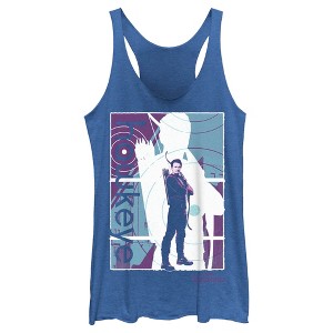 Women's Marvel Hawkeye Purple Poster Racerback Tank Top - 1 of 4