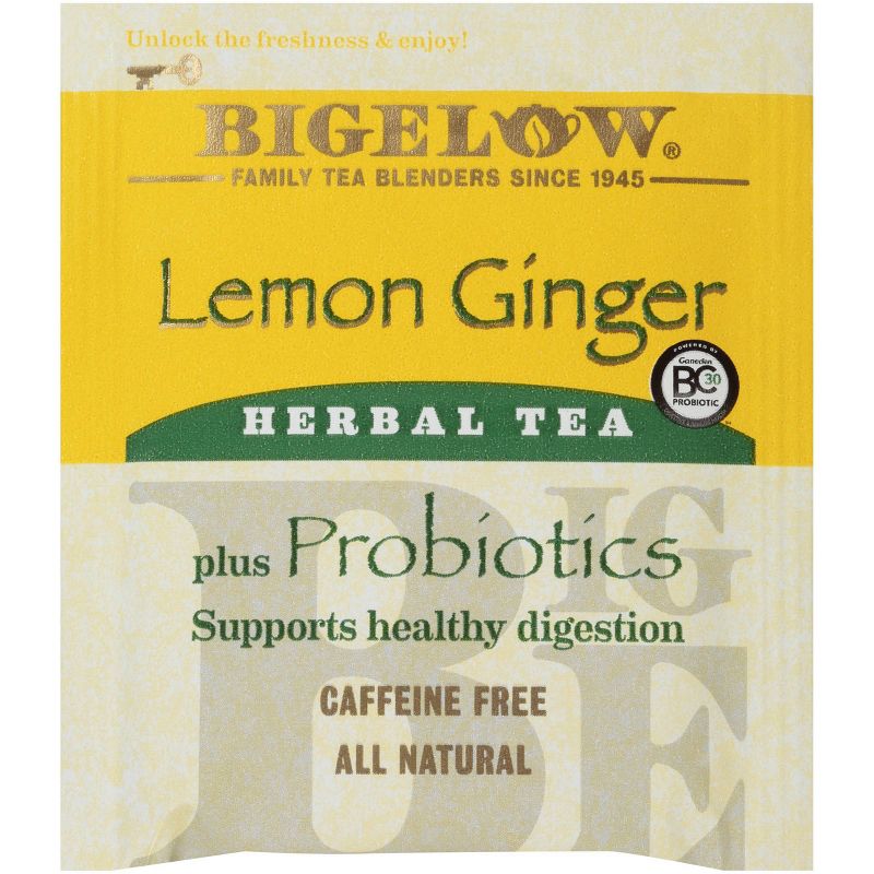Bigelow Lemon Ginger Plus Probiotics Herbal Tea Bags - 18ct, 4 of 9