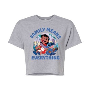 Women's - Lilo and Stitch - Family Means Everything Cropped Graphic T-Shirt - 1 of 4