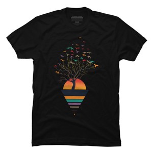 Men's Design By Humans A Colorful Spring Morning, Birds and Trees By summerissalt T-Shirt - 1 of 2