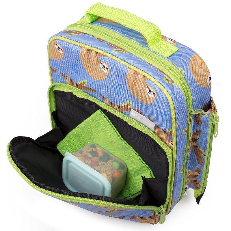 Bentology Lunch Box for Kids - Insulated Lunch Bag Tote With Handle and Pockets - Fits Bento Boxes - Sloths, 3 of 4