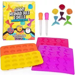 Mermaid Silicone Gummy Candy Molds, 4 Pack Set - XL Nonstick Trays with 2 Droppers for Chocolate, Ice Cubes and More - BPA-Free