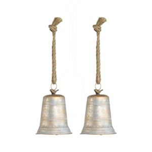 FURNIinspire Decorative Holiday Scene Props 2 Pack Bell Christmas Tree Hanging Decor Accents Holiday Display for Party, Silver, 6.3"*6.3"*7.9" - 1 of 4