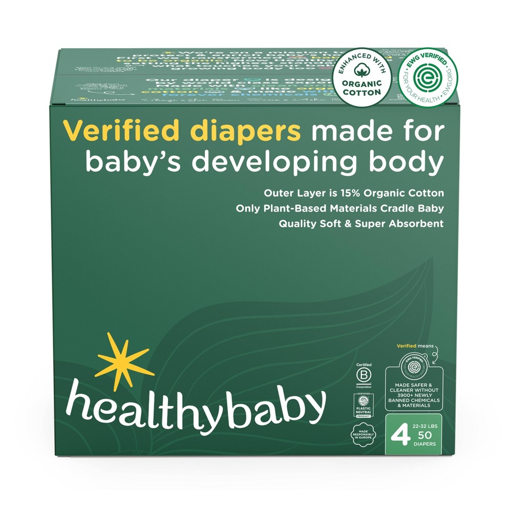 Photos - Nappies Healthybaby Certified Safe Organic Cotton Enhanced Diapers - Size 4 - 50ct 