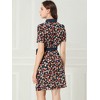 INSPIRE CHIC Women's Short Sleeve Contrast Collar Belted Floral Shirt Dress - 4 of 4