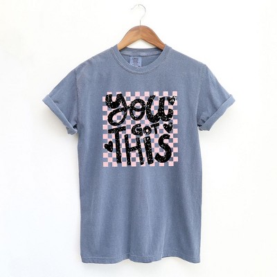 Simply Sage Market Women's You Got This Distressed Checkered Short Sleeve Garment Dyed Tee