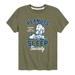 Boys' - Peanuts - Peanuts Sleep Society Short Sleeve Graphic T-Shirt - 1 of 4