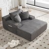 Oversized Corduroy Chaise Lounge Chair, Deep Seat Sleeper with USB & Cup Holders, 48" Wide No Assembly Sofa-3irtyhousy - 2 of 4