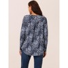 Seta T Women's Loose Fit Long Sleeve Casual Floral Printed Henley V Neck Tunic Tops - 4 of 4