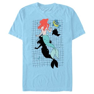 Men's The Little Mermaid Ariel and Flounder Swimming Shadows T-Shirt - 1 of 4