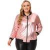 Agnes Orinda Women's Plus Size Bomber Jacket Zip-Up Party Outwear with Pockets - 3 of 4