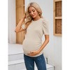Clearlove Women's Maternity Shirts Puff Short Sleeve Round Neck Tunic Top Casual Pregnancy Clothes - 2 of 4