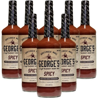George’s Beverage Company Spicy Bloody Mary Mix - 1L Bottle - Gluten Free, All Natural Mixer