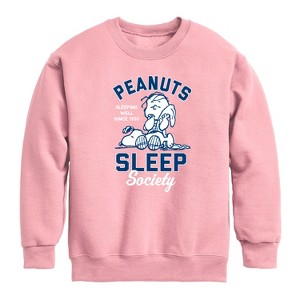 Boys' - Peanuts - Peanuts Sleep Society Graphic Long Sleeve Fleece Sweatshirt - 1 of 4