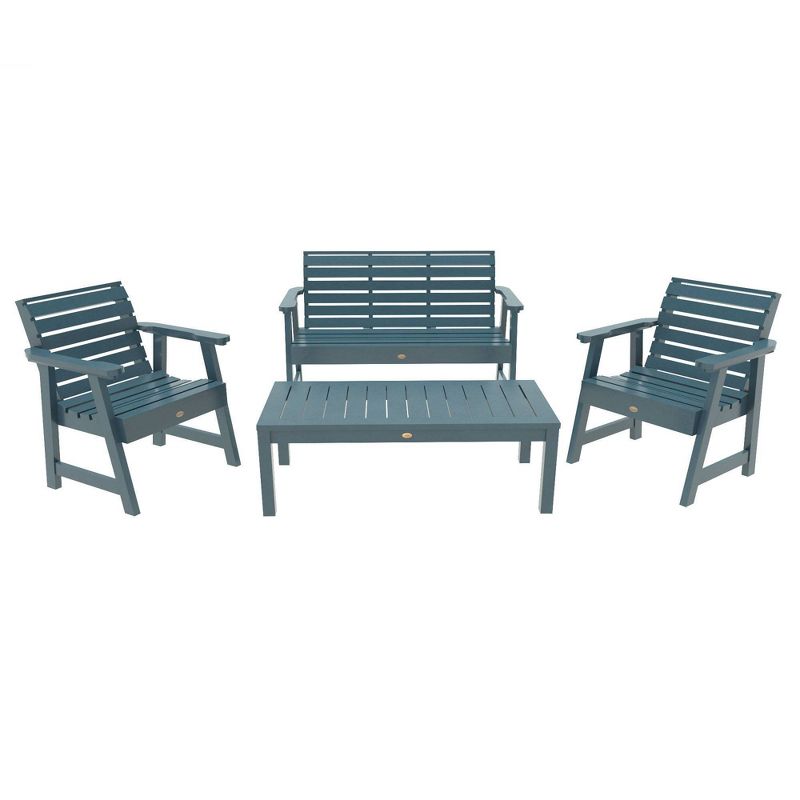 Weatherly 4pc Outdoor Conversation Set - Nantucket Blue - highwood, Eco-Friendly Poly Lumber, Stainless Steel Hardware, 1 of 9