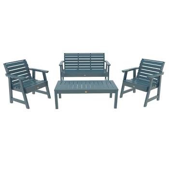 Weatherly 4pc Outdoor Conversation Set - Nantucket Blue - highwood, Eco-Friendly Poly Lumber, Stainless Steel Hardware
