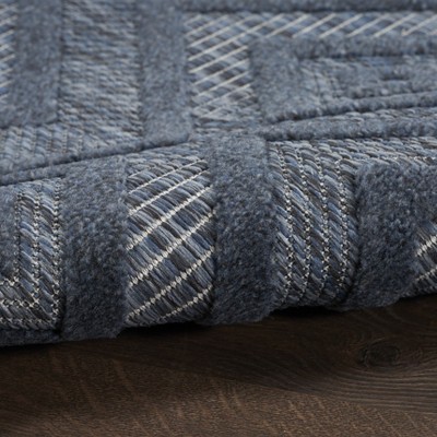 Modern Navy Diamond 7' x 10' Easy-Care Outdoor Rug