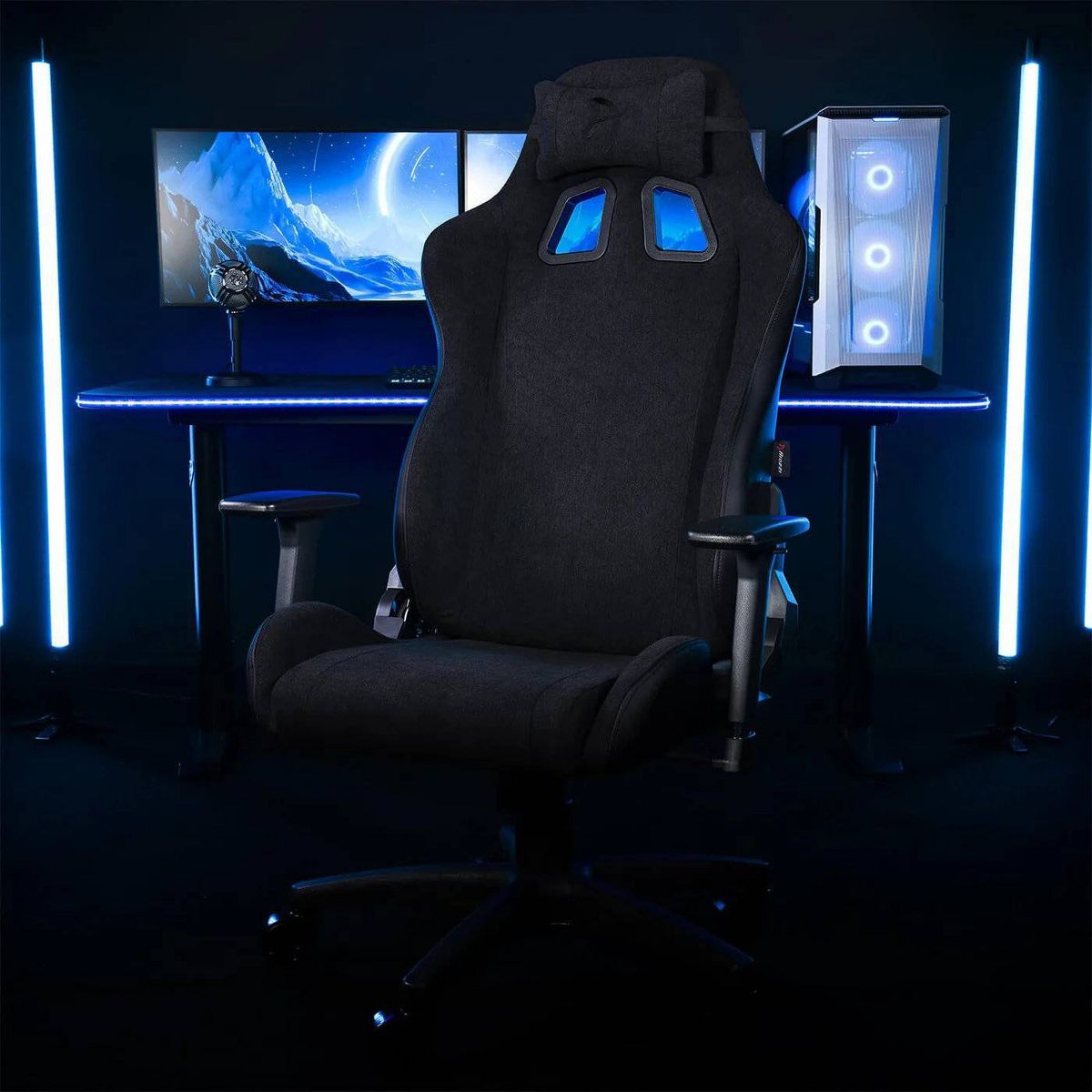 Arozzi Avanti Soft Fabric Durable Upholstery Ergonomic Office Gaming Chair with Soft Neck and Lumbar Support Pillows - thumbnail 6