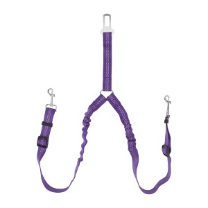 Unique Bargains Double Dog Seat Belt Purple 1 Pc - 1 of 4