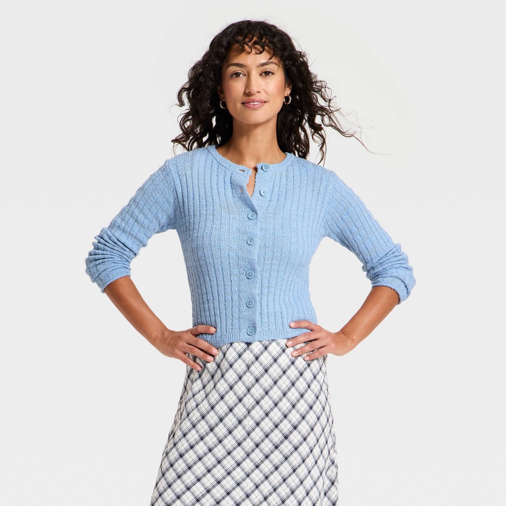 Women's Rib Cardigan - Universal Thread™ Blue L
