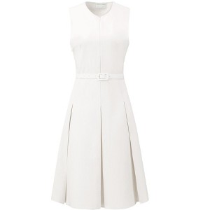 INSPIRE CHIC Women's Round Neck Sleeveless Zip Front Belted Fit Flare Work Dresses - 1 of 4