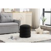 Okak Modern Round Ottoman Bench Vanity Stool Chair Soft Boucle Upholstered Makeup Footrest Stool for Couch Living Room Bedroom Entrance, Black - 3 of 4