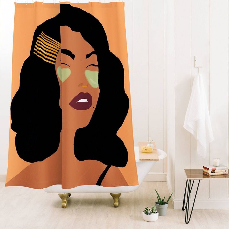 Mean Greens Shower Curtain Orange - Deny Designs, 3 of 4
