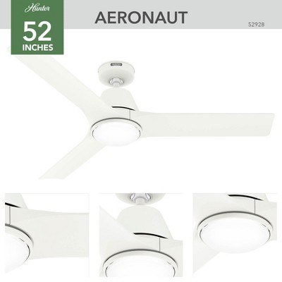 Hunter 52-Inch Matte White Smart Ceiling Fan with LED Light and Remote