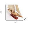 HomeRoots 31" Wood Brown Endeavour Yacht Hand Painted Sculpture - 3 of 4