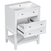 NicBex 24" Bathroom Storage Cabinet,Storage Cabinet with Drawers & Open Shelves,Bathroom Vanity with Solid Wood Frame,White - 2 of 4