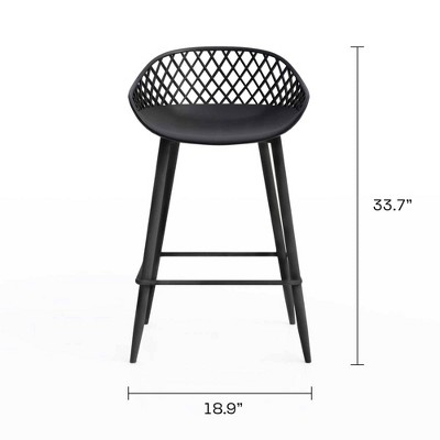 Sleek Black Metal Adjustable Kurv Counter Stool Set