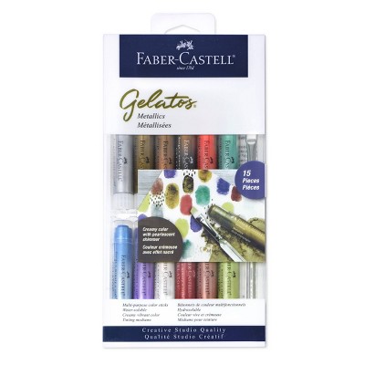 Faber-Castell 15pc Gelatos Metallics: Non-Toxic Soft Pastels for Art & Stationery, Multicolor, Ages 13+