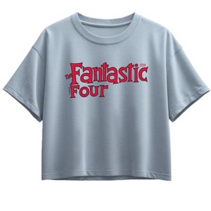 Girls' - Marvel - Fantastic Four Classic Logo Short Sleeve Boxy Graphic T-Shirt - 1 of 1