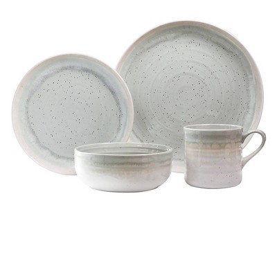 Baum Bros. 16pc Stoneware Hearth Seafoam Dinnerware Set: Solid Round Dishes, Service for 4, Dishwasher-Safe, 3 of 6