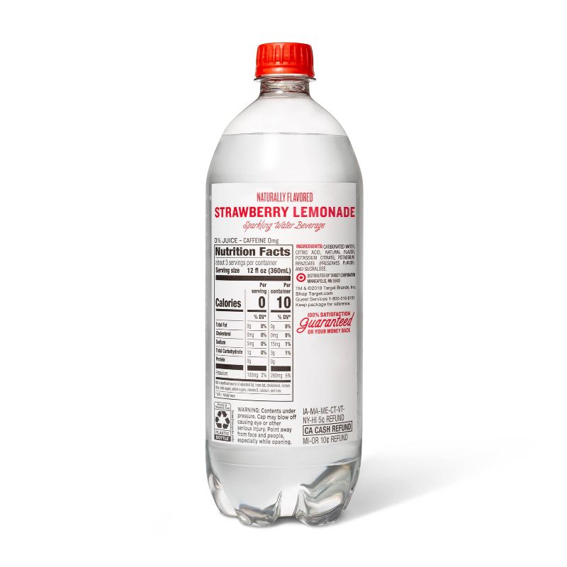 Strawberry Lemonade Sparkling Water - 33.8 fl oz Bottle - Market Pantry&#8482;, 3 of 7