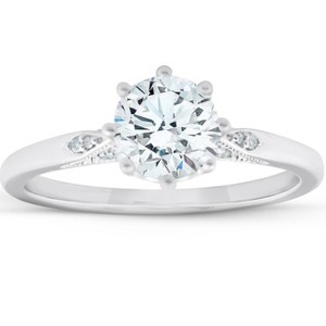 Pompeii3 1.05 Ct Diamond Engagement Ring Vintage Accent 14k White Gold 8 Prong - 1 of 4