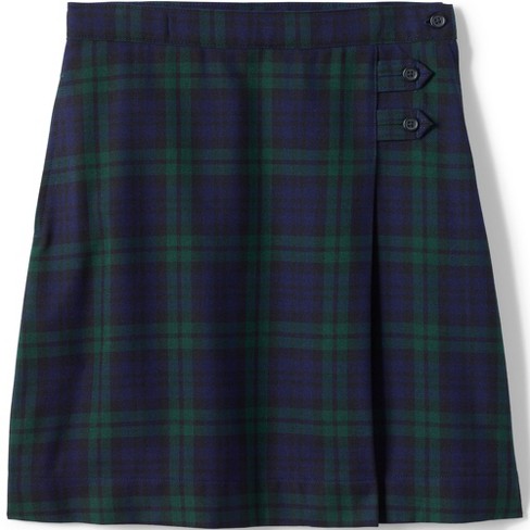 Lands end clearance blue plaid skirt