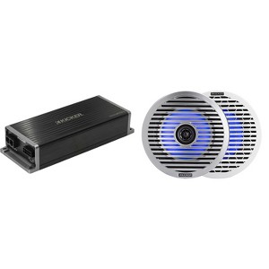 Kicker Marine KPX300.4 Powersports Amp & 6.5" Thin- Mount Marine LED Speakers - 1 of 4