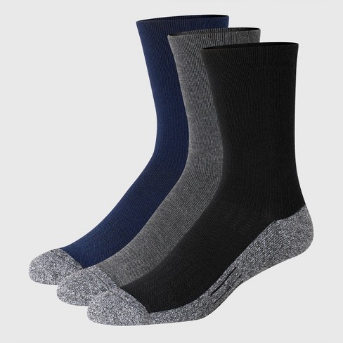 Hanes Premium Men's Total Support Crew Socks 3pk - Navy Blue 6-12 : Target