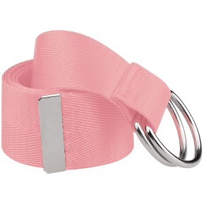 INSPIRE CHIC Women's Double D-Ring Buckle Canvas Solid Color Adjustable Waist Belts - 1 of 4
