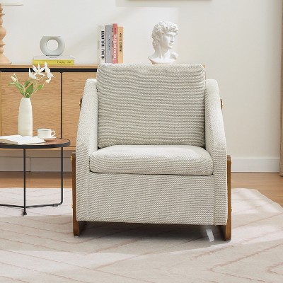 057-Set of 1 Chenille Fabric Armchair with Wooden Side Frame , Accent Leisure Chair with Cushioned Seat and Backrest for Living Room, Bedroom