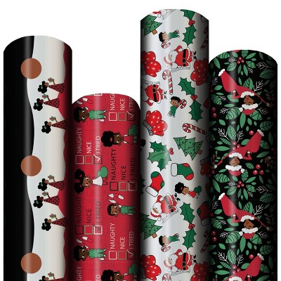 4pk Wrapping Paper - Black Paper Party