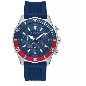 Bulova Men's Sport 6-Hand Chronograph Quartz Watch with Silicone Strap, 24 Hour Time, Calendar Date, Luminous Hands and Markers, 100M Water Resistant, - 1 of 4