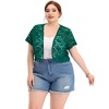 Agnes Orinda Women's Plus Size Short Sleeve Open Front Crochet Lace Allover Cropped Cardigan - 3 of 4