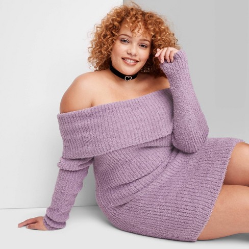 Women's Long Sleeve Mini Sweater Dress - Wild Fable™ Mauve 2x : Target