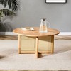 Modern Round Coffee Table Wooden Circle Tea Table With Rattan Accents For Dining Room Living Room Bedroom Home Office - 4 of 4