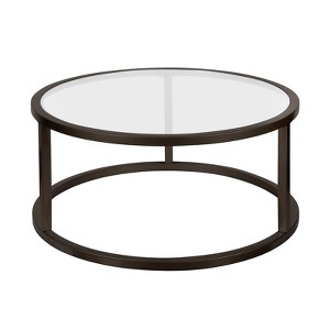 Metal Round Pedastal Coffee Table in Brown - Henn&Hart - 1 of 4