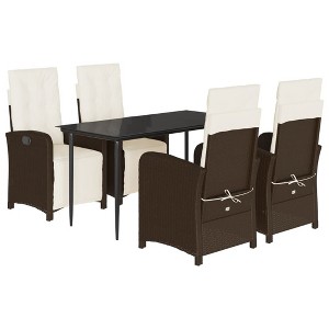 vidaXL Garden Dining Set Brown, Black, Cream White - 1 of 4