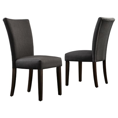 Set of 2 Quinby Parson Dining Chair Wood Charcoal - Inspire Q